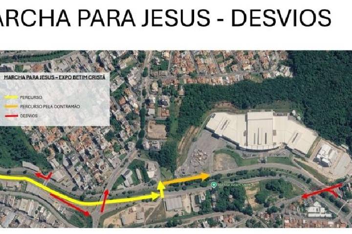 Confira o esquema de trânsito durante a Expo Betim Cristã e Marcha para Jesus neste fim de semana