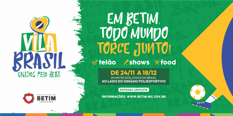 Betim terá transmissão dos jogos do Brasil durante a Copa do Mundo