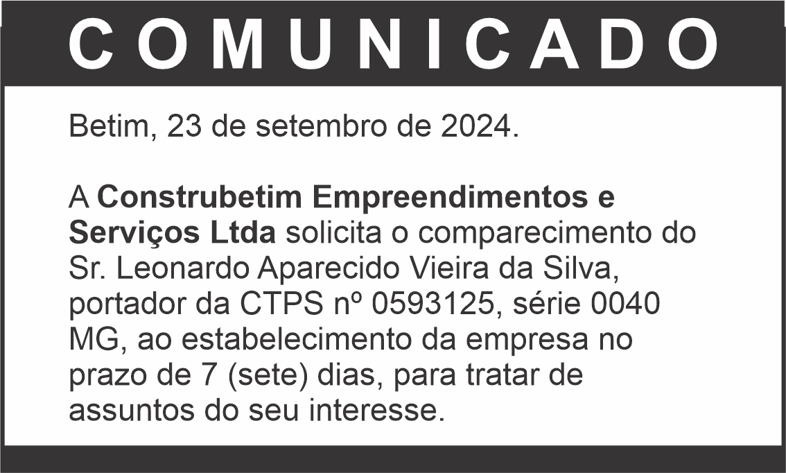 COMUNICADO CONSTRUBETIM