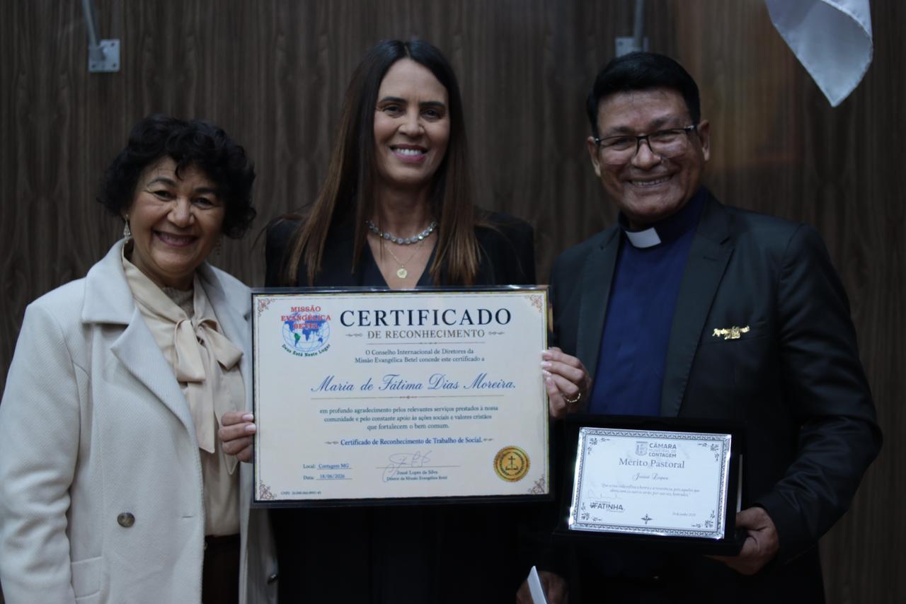 Câmara Municipal de Contagem homenageia Missão Evangélica Betel