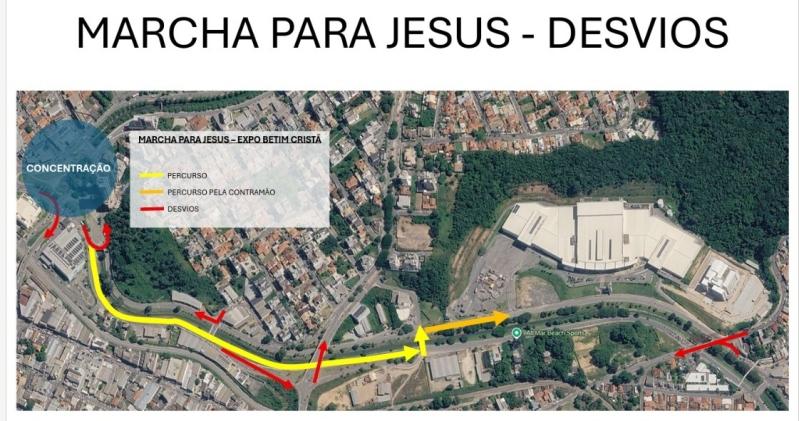 Confira o esquema de trânsito durante a Expo Betim Cristã e Marcha para Jesus neste fim de semana